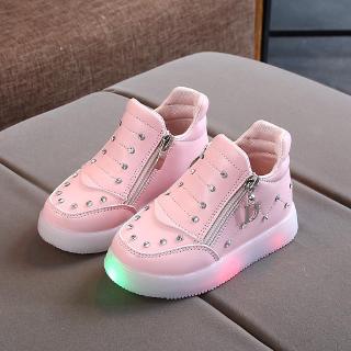 【dudubaba】Autumn Children Girls Fashion LED Lights Soft Casual Walking Shoes (3)