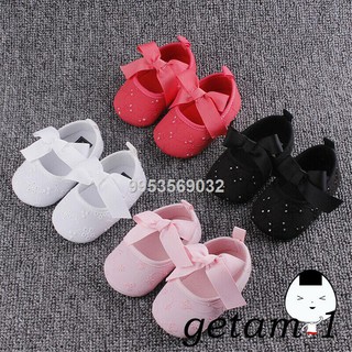 LJW-Toddler Girls Casual Crib Shoes, Spring Autumn Prewalker Baby Bowknot Soft Sole Shoes