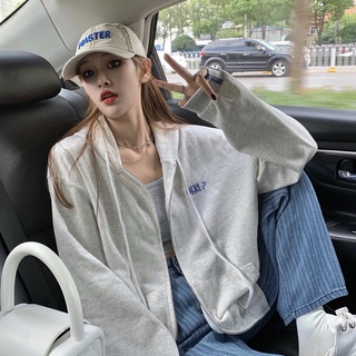 Female Autumn Korean Letters Embroidered Hooded Sweater