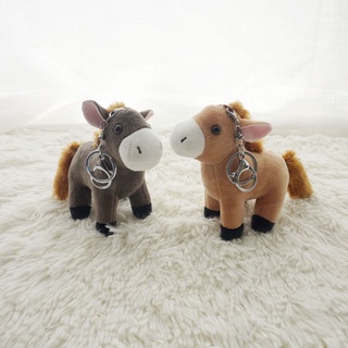 ☇☼❇Cartoon pony keychain plush pony doll couple small gift backpack pendant car key chain ornament f