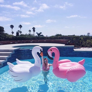 Inflatable Flamingo Swimming Pool Float Summer Island Giant Ride on White Swan Swimming Lifebuoy