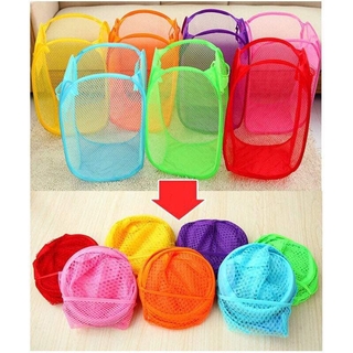 Clothes Toy Organizer Foldable Mesh Laundry Basket Hamper (6)