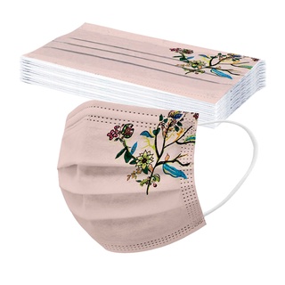 10PC Fashion Women Face Mask Disposable 3Ply Protection Face Mask Floral Print Mouth Masks For Adult