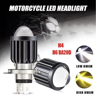 Motorcycle Headlight LED Bulbs H6 BA20D H4 PX15D with Lens Two-color Hi Lo beam Headlight Fog Lights