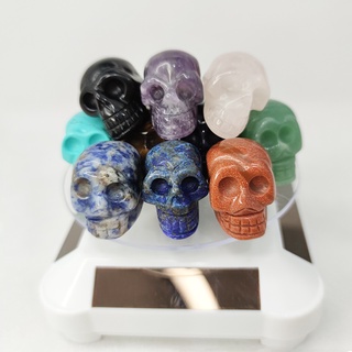 1PCS Natural Crystal Skull Pink Crystal Carved Semi-precious Stones Creative Ornaments Crafts Home Decoration Ghost Head (5)