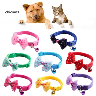 【Ready Stock】∈ch-Dot Print Bowknot Pet Collar with Bell Dog Puppy Cat Kitten Adjustable Necklace