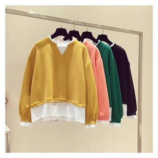 Fake two-piece sweater women's 2021 new fashion ins early autumn Korean style loose hedging lazy sti