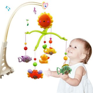 Baby Music Crib Sunflower Rattle Bed Bell Hanging Crib Mobiles Rattle Holder Bracket Toy