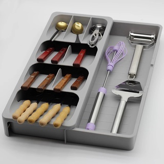 ▽✥Drawer Cutlery Utensils Tray Store Organizer Drawer Kitchen Drawer Divider Kitchen Storage Cabinet (1)