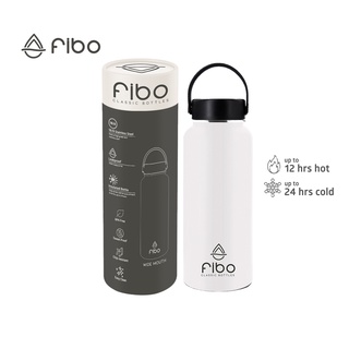Fibo Classic Bottles 32oz Wide Mouth Insulated Stainless Steel Water Bottle Pure White 946ml
