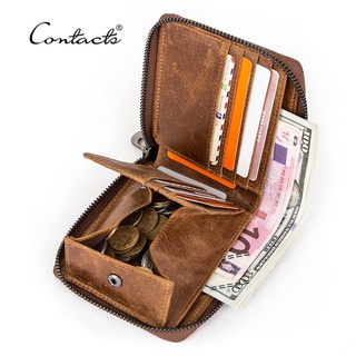 CONTACT'S Casual Men Wallet Genuine Leather Wallets Small Coin Purse Billfold Slim Money Bag Luxury