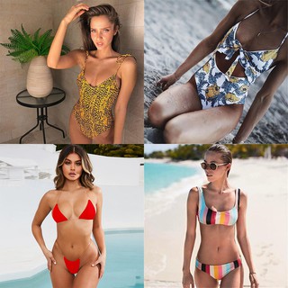 Short Sleeve Tied Women Bikini Sets High Waist Belt Feather Print Ladies Bikinis Set H88