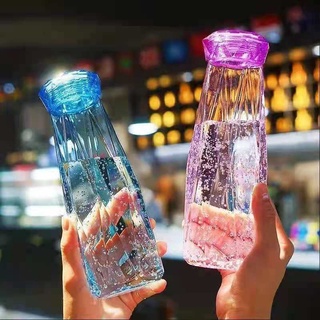 Portable Diamond Crystal Glass Bottle Water Tumbler Outdoor Travel 560ml