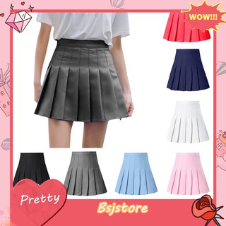 ❦bsjstore❦Women's Fashion High Waist Pleated Mini Skirt Slim Waist Casual Tennis Skirt