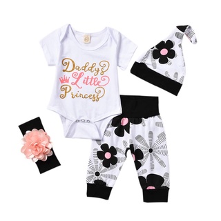 Newborn Toddler Baby Girl Cotton Floral Top Romper Long Pants Outfit Clothes Set