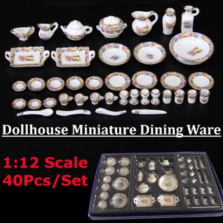 ♗OE 40pcs 1/12 Dolls House Miniature Deluxe China Ceramic (4)