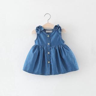 Baby Girl Denim Dress Cotton Soft Sundress Kids Sleeveless Summer Skirt Toddler Clothes