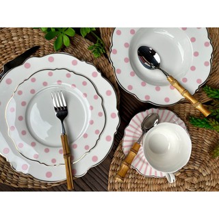 Betty Pink Dinner Plate, Salad Plate, Deep Dish and Teacup