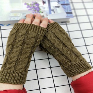 Women's Knitted Gloves Long Twist Gloves Half Finger Mittens (9)