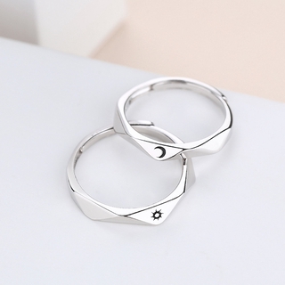 Sun Moon Rhombus Ring 925 Silver Original Niche Design Adjustable Ring Lover Commemorative Gift (7)