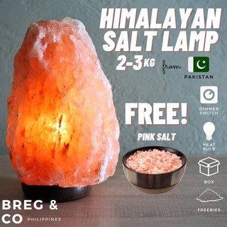 Premium Himalayan Salt Lamp 2-3kg - w/ Dimmer + 50g Pink Salt - 100% Authentic from Pakistan