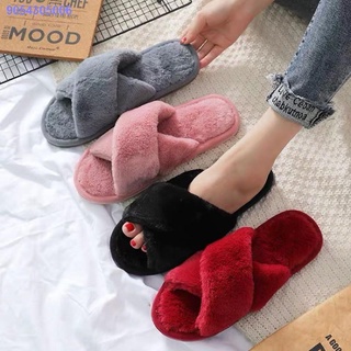 UIGK77.77✤Rabbit fur Japanese fashion plush slippers indoor slippers (1)
