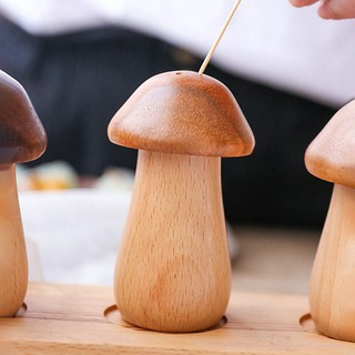 Mushroom Toothpick holder Simple Lovely Solid Wood Toothpick Box Stash Secret Container Tooth Pick Holders Bar Table Accessories (7)