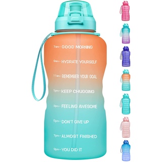 Large Water Battle 2.2L 64oz/Half Gallon with Motivational Time Marker with Straw for Daily Fitness