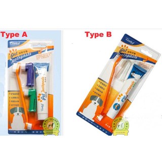 Oral Care❍Pet dental set / pet toothpaste / pet dog cat toothpaste with toothbrush set