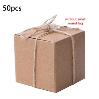 Package, tool50PCS Kraft Paper Square Candy Boxes 5*5*5cm Wedding Party Gift Favor String Tags Box P (3)