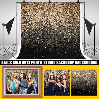 Glitter Black Gold Dots Thin Vinyl Photography Backdrop Background Studio Photo