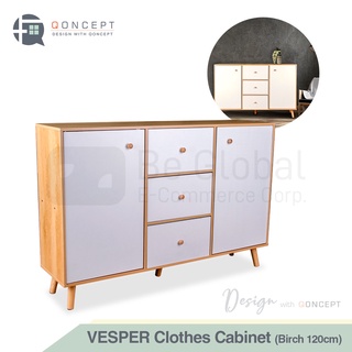 Qoncept Furniture Vesper Clothes Cabinet 120cm White/Wenge/Birch Space Saver Wooden Cabinet w/Drawer