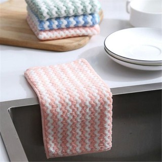 1pc Oil Free Dishwashing Towel Kitchen Cleaning Rag Cationic Coral Pile Absorbent Cloth