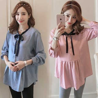 pregnant women long sleeve bowknot maternity tops casual loose blouse new