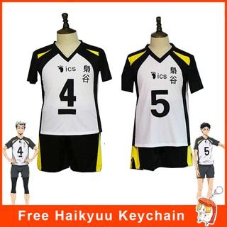 No.5 Akaashi Keiji No.4 Bokuto Koutarou Volleyball Uniform Cosplay Haikyuu Fukurodani Academy Jersey Volleyball Team Top+Shorts (1)