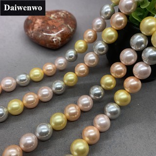 Multi Plating Pink Yellow Silver Ocean Shell Pearl Beads 6-12mm Round Loose DIY