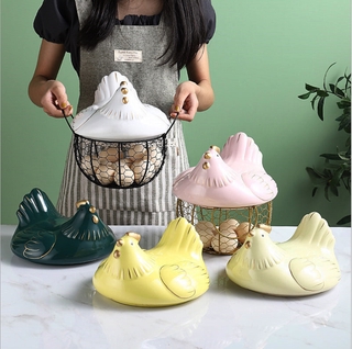 【Local Shipment】Ceramic egg basket fruit basket garlic potato sundries blue ceramic kitche