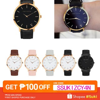 The Fifth Watch Leather Simple Women Quartz Analog Band