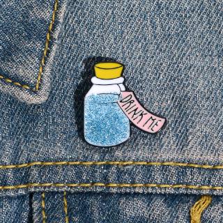 Flash drift bottle pin badge cute cartoon Brooch