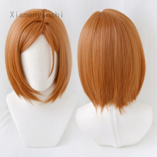 Xiamenyinshi Huaming Anime Jujutsu Kaisen Nobara Kugisaki Costume Cosplay Wig Brown Wig Women Role Play Wig + Hair Cap Heat Resistant Synthetic Hair