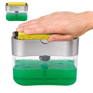 Ready Stock 2 in 1 Dishwash Dispenser Soap Dispenser Sponge Box Holder Kitchen Tools Soap Pump Liquid Sponge Holder Soap