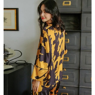 2021 New Design Wholesale Ｗomen Long Sleeves Silk Pajamas Sleepwear Silk Pyjamas