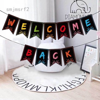 Welcome Back Banner for Classroom Decorations, Welcome Bulletin Board Banner Welcome Chalkboard Brights Pennants for Back to School Teacher Supply