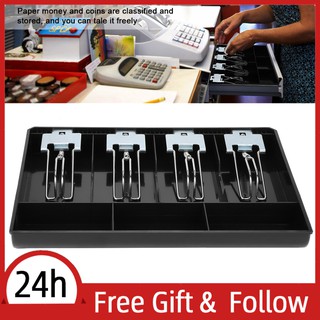 [Ready Stock] Cash Drawer Register Insert Tray Four Box with Metal Clip