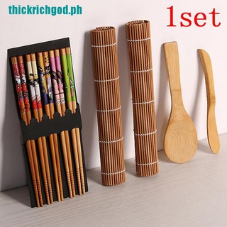 ☂『richgod』14pcs/set DIY Bamboo Sushi Maker Set Rice Sushi Making Kits Roll Cook (1)