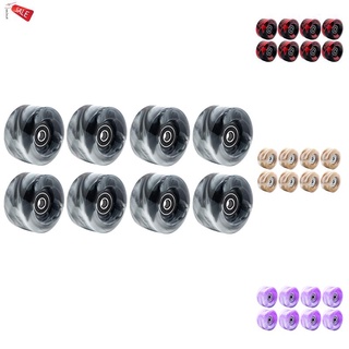 8Pack 82A Roller Skate Wheels with Bearings PU Wear-Resistant Wheels Double-Row Roller Skates Accessories Black White