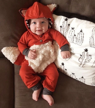 0-18 Months Newborn Baby Cartoon Fox Bodysuit Romper Toddler Boy Girls Autumn Long Sleeve Cotton Lovely Clothes