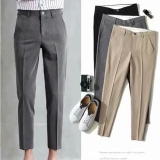 Men's Formal Trousers Mens Pure Color Business Casual Pants Thin Straight Pant for Men Basic Wild Slim Fit Suit Pants