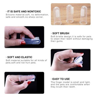 dog toothbrush✶1pc Pet toothbrush Transparent silicone finger toothbrush dog teeth cleaning finger c (3)