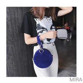 women velvet leather korean sling bag mini round handbag (5)